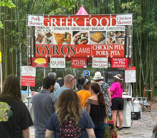 a table flull of greek food